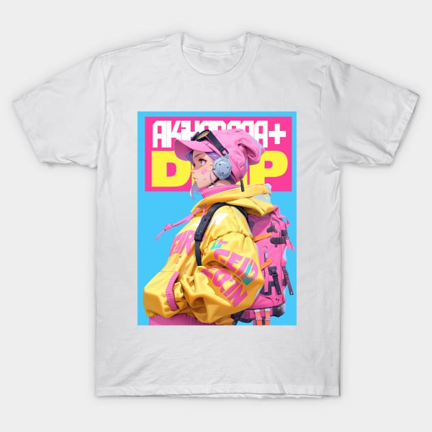 AKIBA DRIP - 🩵🟡🩷「 ✦ BACKPACK GIRL✦ 」🩵🟡🩷 ANIME MANGA NEWERA ART T-Shirt by Akiba Drip